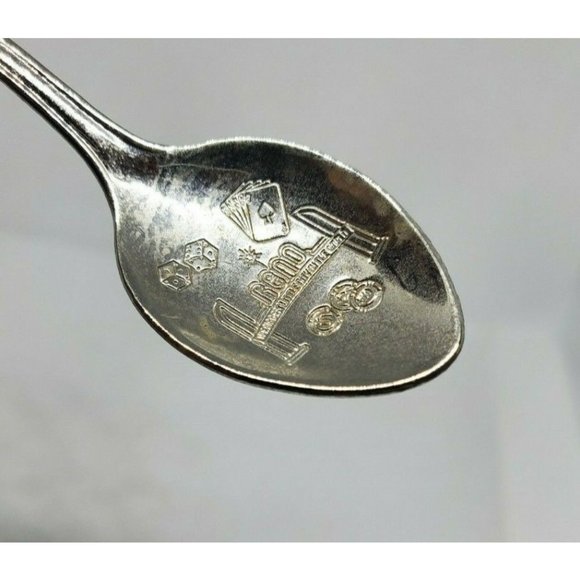 Reno The Biggest Little City In The World Silver Spoon & Golden Charm Attached - Picture 7 of 8